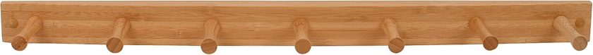 Wall Mount 7-Peg Wood Rack (Bamboo) - Organizer for Bathroom, Kitchen, Laundry Room, Office, Garage, Classroom, & More / Hang Entryway Coats, Purses, Scarves, & Hats
