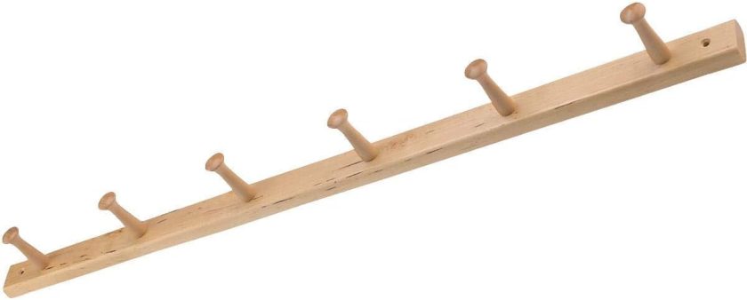 Wood Wall Mount Coat Rack with 6 Pegs for Mudroom, Entryway, Kitchen, Closet and More, 32.3" x 2.8" x 1.5", Natural Wood
