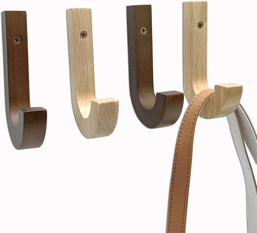 Wooden Hooks Wall Hook Decorative J Hook Wall Hook Hat Rack Coat Rack Tower Hanger 4pcs
