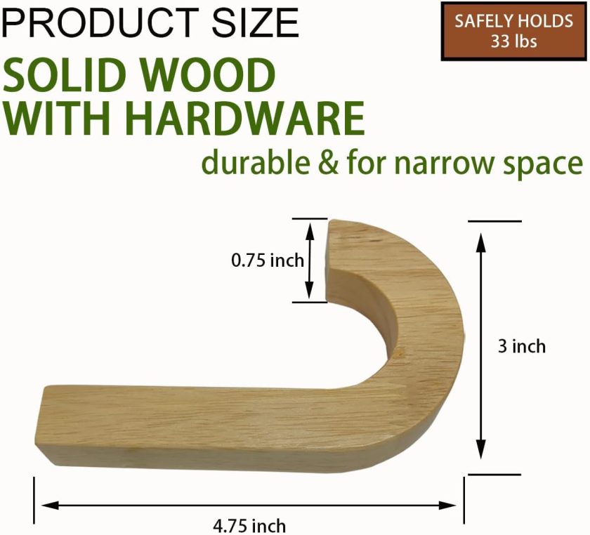 Wooden Hooks Wall Hook Decorative J Hook Wall Hook Hat Rack Coat Rack Tower Hanger 4pcs - Image 2