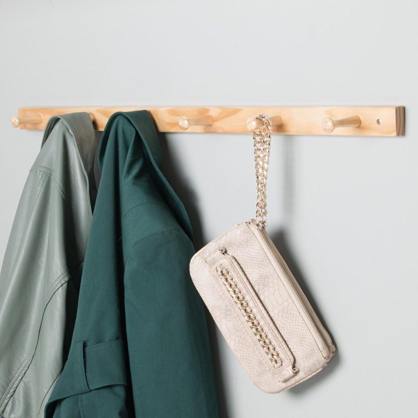 Wood Wall Mount Coat Rack with 6 Pegs for Mudroom, Entryway, Kitchen, Closet and More, 32.3" x 2.8" x 1.5", Natural Wood - Image 2